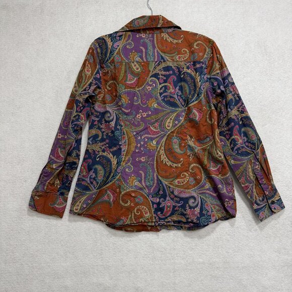 Coldwater Creek Shirt Womens Medium Paisley Button Front Stretch Long Sleeve - Picture 6 of 9